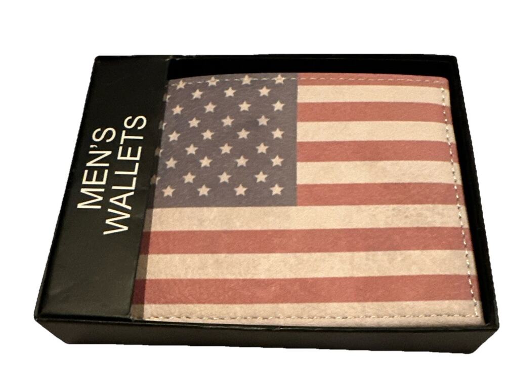 Men's US American Flag Distressed Wallet New